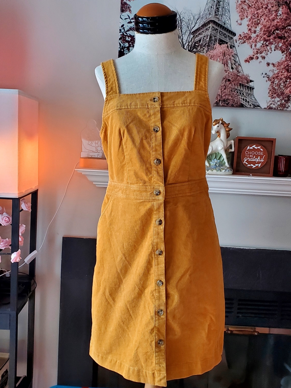 J. Crew Corduroy Mustard Button-Front Mini Dress - Picture 2 of 5